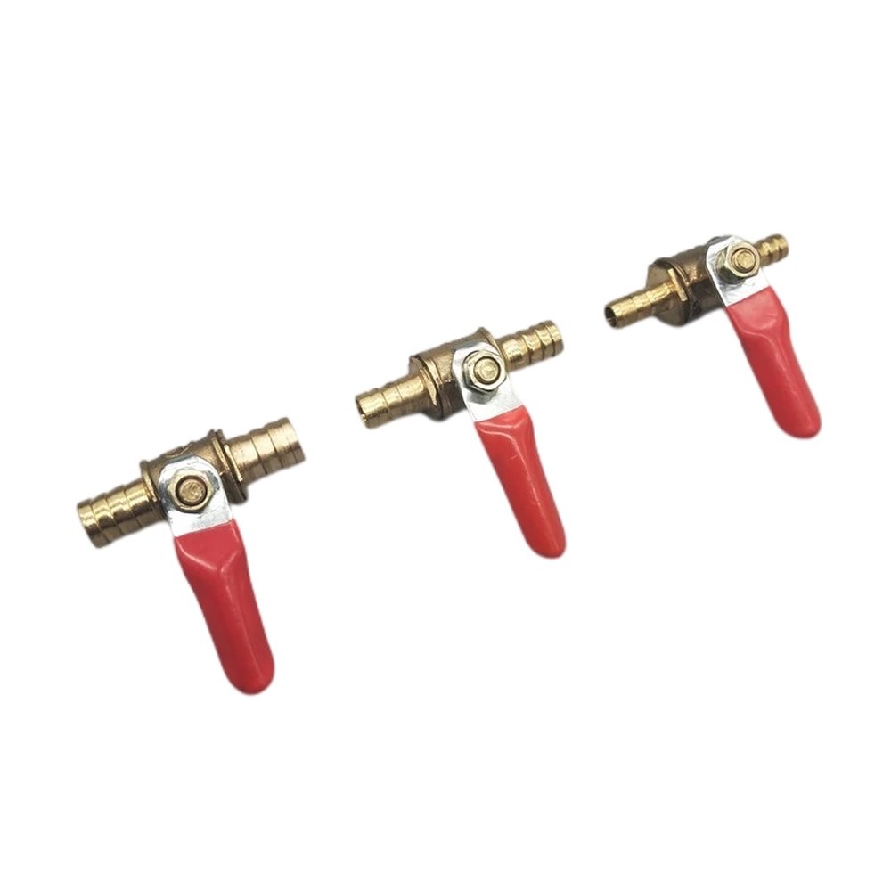 6mm-14mm 호스 바브 인라인 황동 물 오일 공기 가스 연료 볼 밸브 파이프 피팅 공압 커넥터 컨트롤러