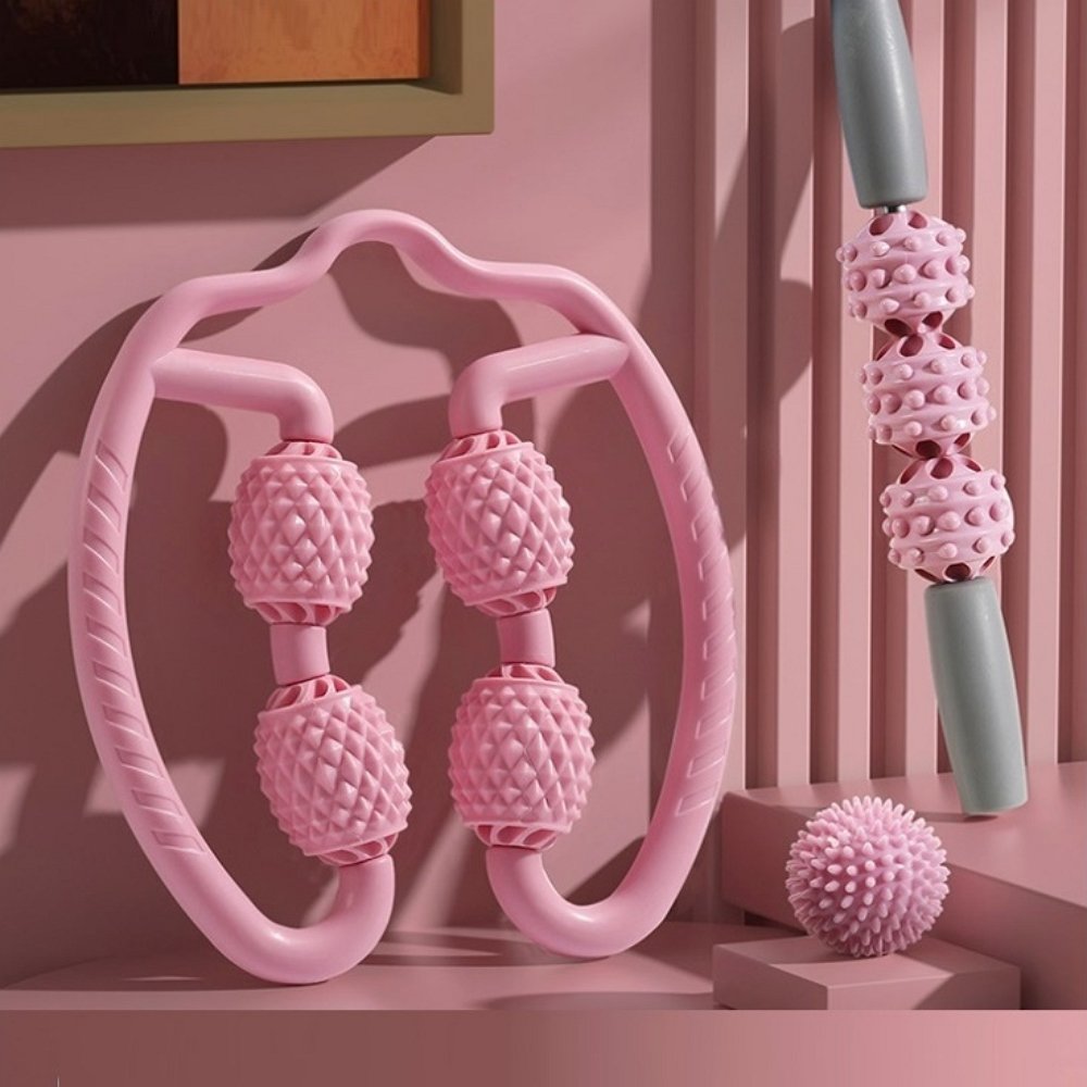 종아리 허벅지 팔뚝 핸들 롤러 마사지기 3D마사지기 스카이블루-봉 볼