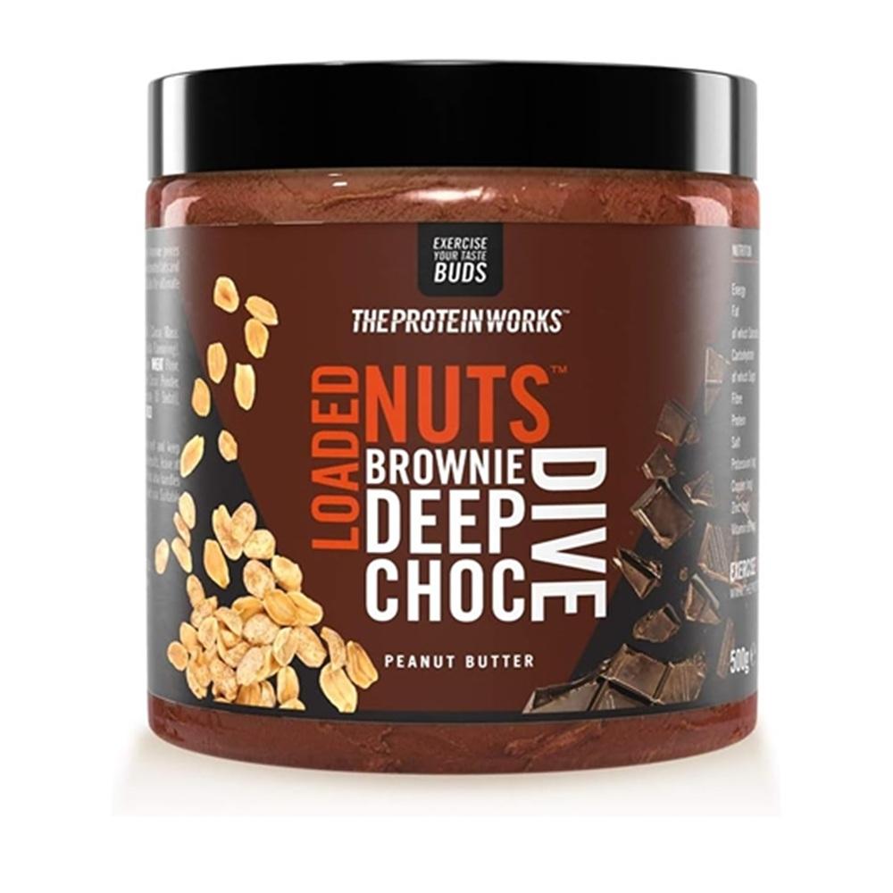 프로틴 웍스 브라우니 딥 초코 다이브 피넛 버터 500g Protein Works Loaded Nuts Protein Rich Peanut