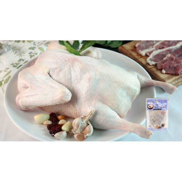 두메산골 오리백숙 재료 냉장 통오리 1 9kg내외 7가지 한방 부재료 100g