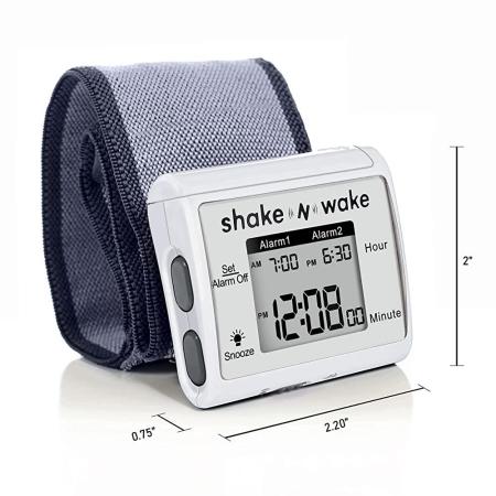 TechTools 진동 알람 시계 - Shake N Wake 무소음 손목 밴드 이중 알람이 업그레이드 버전
