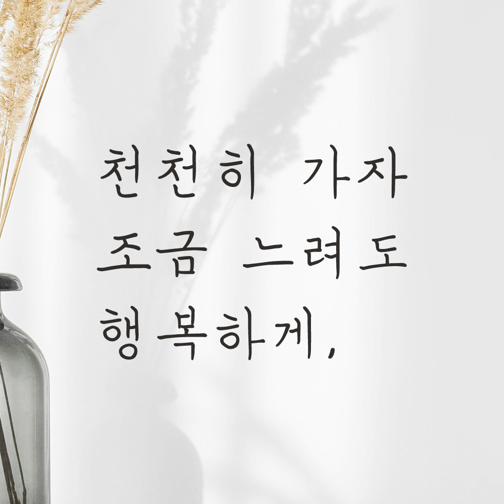 어썸투데이 감성 손글씨 레터링 스티커 천천히 가자 조금 느려도 행복하게 다짐 좌우명 글귀 천천히 가자 조금 느려도 행복하게 M LH-049