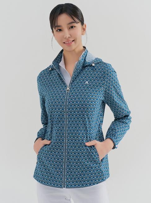 올포유 올포유 여성점퍼 여성 벌룬 프린트 후드 점 AWJUN1461-904