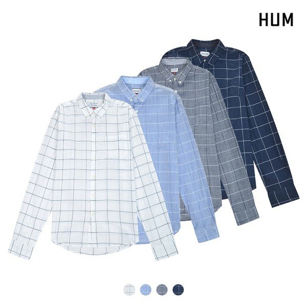 흄 HUM 유니 윈도우 체크 슬럽셔츠 H172H202B