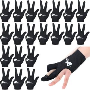 20pcs 당구장 장갑 세 손가락 당구 좌우손 버설 큐 스포츠 여성 슛터 액세서리