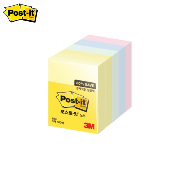 3M 포스트잇 노트 알뜰팩 5패드 51mmx38mm 653-5A