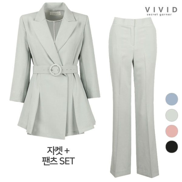 비비드시크릿가너 VIVID SET 여성 여름 벨트자켓 부츠컷팬츠 세트