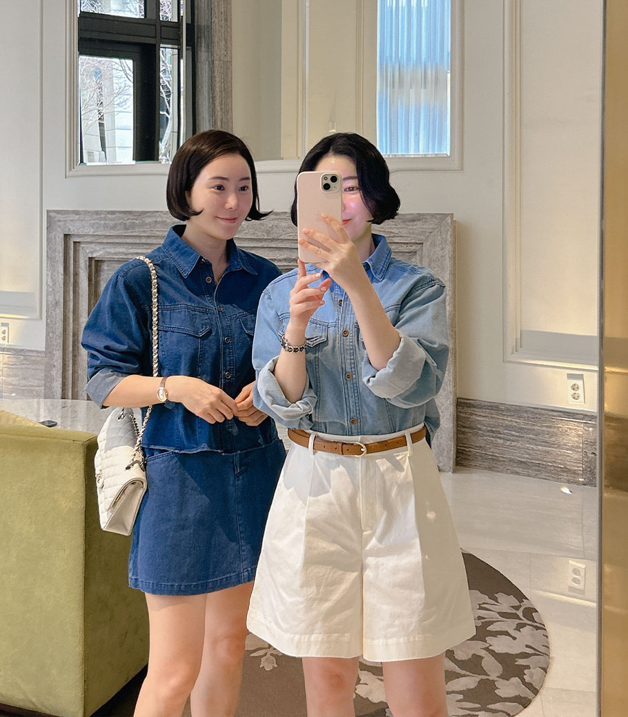 코코블랙 프렌치 크롭 데님 셔츠