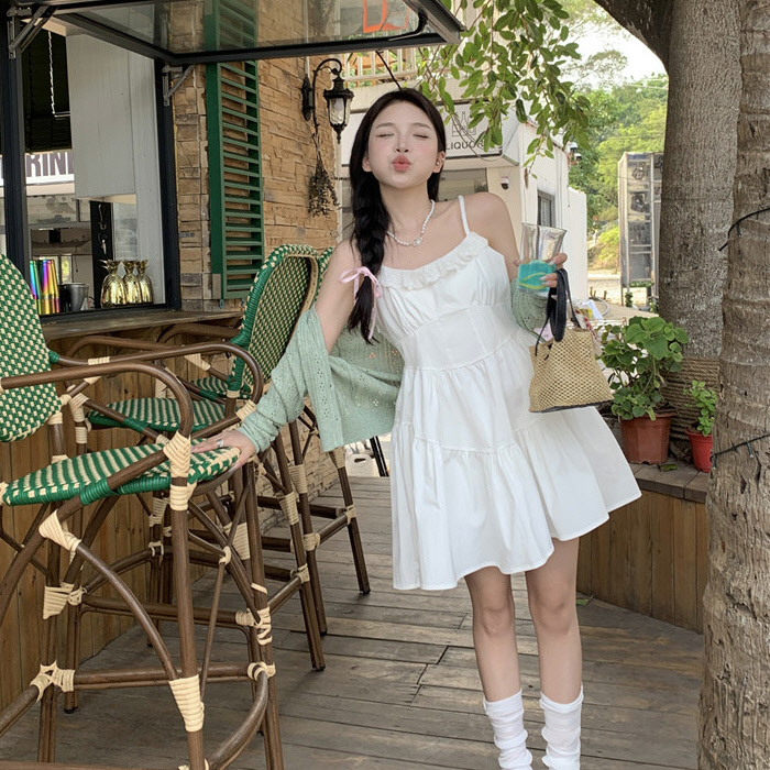 헤이쥬 끈조절 미니 원피스 프릴