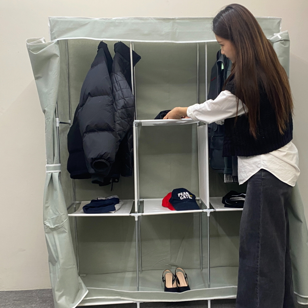 간이 조립식 3단 비키니옷장 시스템행거 조립