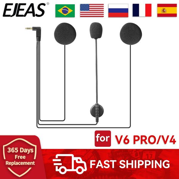 EJEAS V6 프로 바이크 오토바이 헬멧 인터콤 3 마이크 스피커 헤드셋 Vnetphone V4 V6 블루투스 인터폰 이어폰