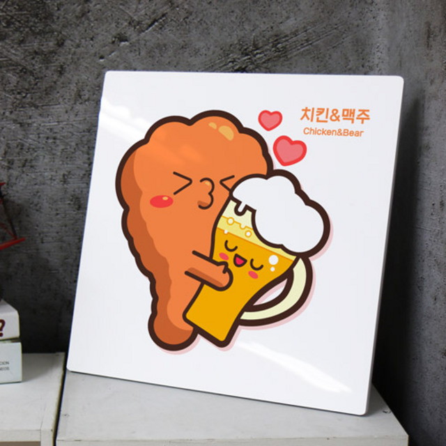 아트박스 꾸밈 tj267-폼아크릴액자38CmX38Cm 치킨앤맥주