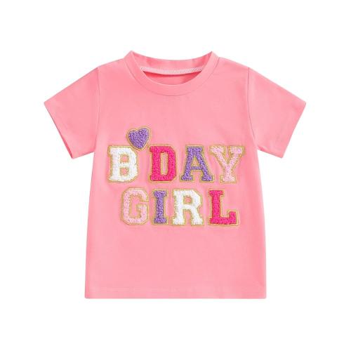 TODDLER BABY GIRL BIRTHDAY OUTFIT LETTER PULLOVER SWEATSHIRT SHORT SLEEVE T-SHIRT TOPS SUMMER CLOTHE