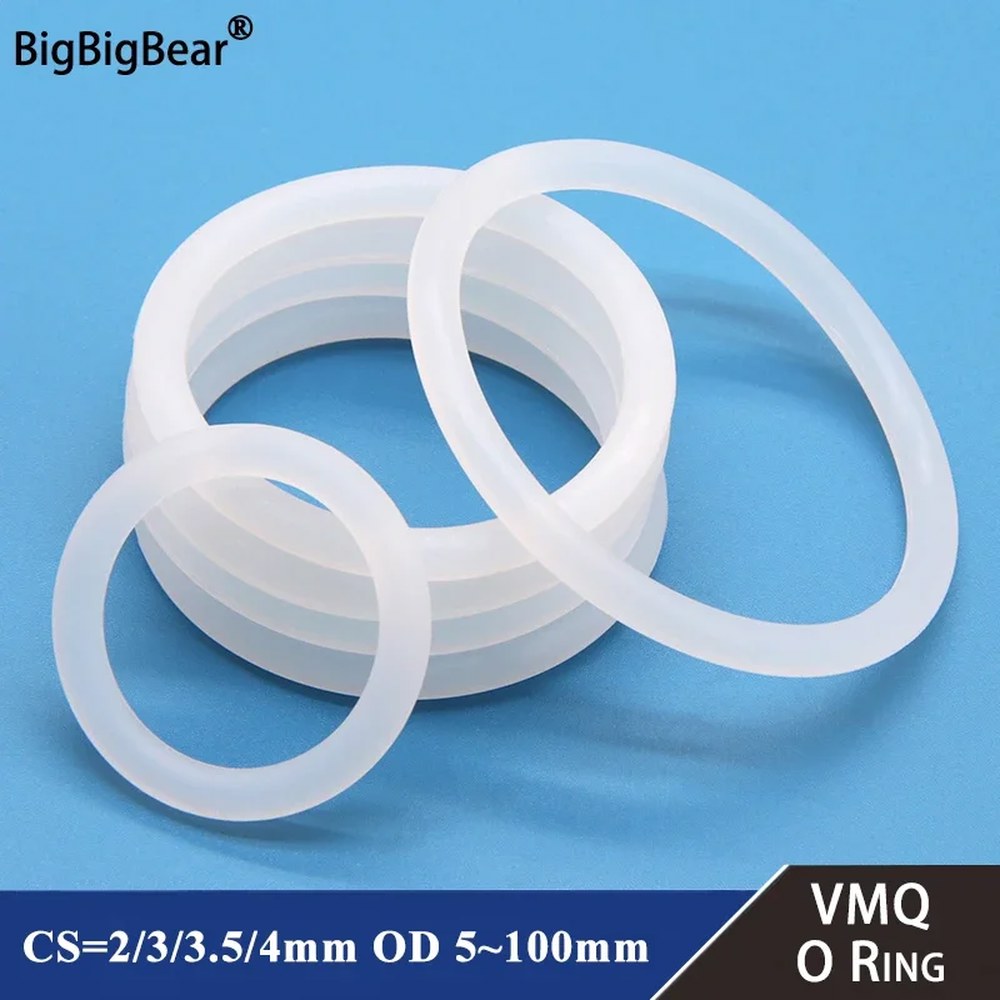고무패킹 고무링 세트 VMQ 식품 등급 실리콘 O-링 두께 CS 2 3 3 5 흰색 고무 도장 링 OD 5-100mm 내열성 50 개