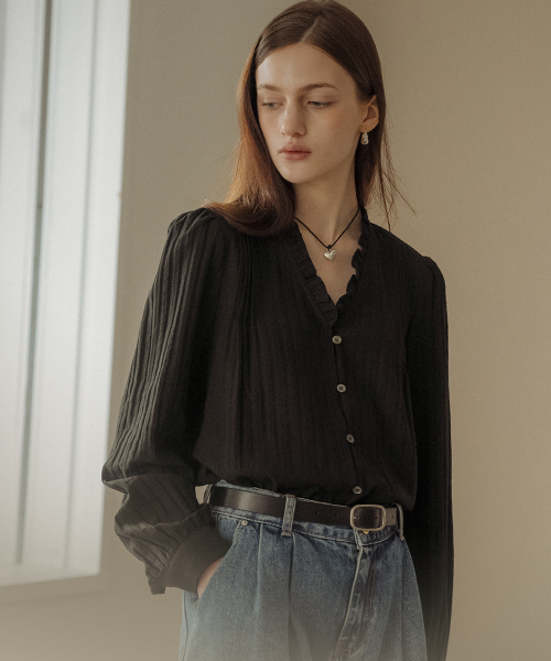틸아이다이 틸아이다이 Race texured frill blouse