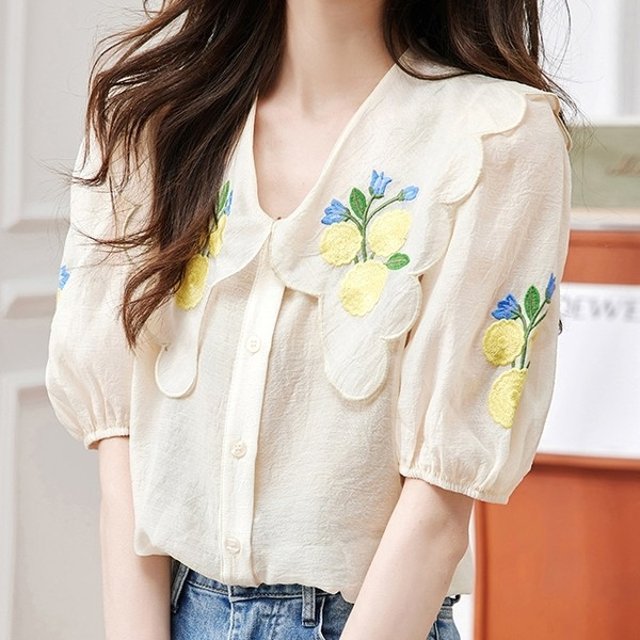 블랙퀸 망또카라자수플라워셔츠 blk001145