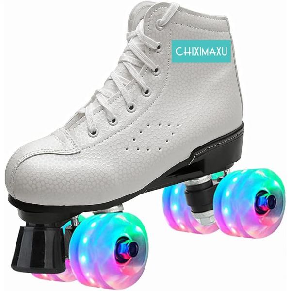 어른용 롤러스케이트 하이탑 쿼드링크 아웃도어 스피드스케이트 부츠 with Light up Wheels