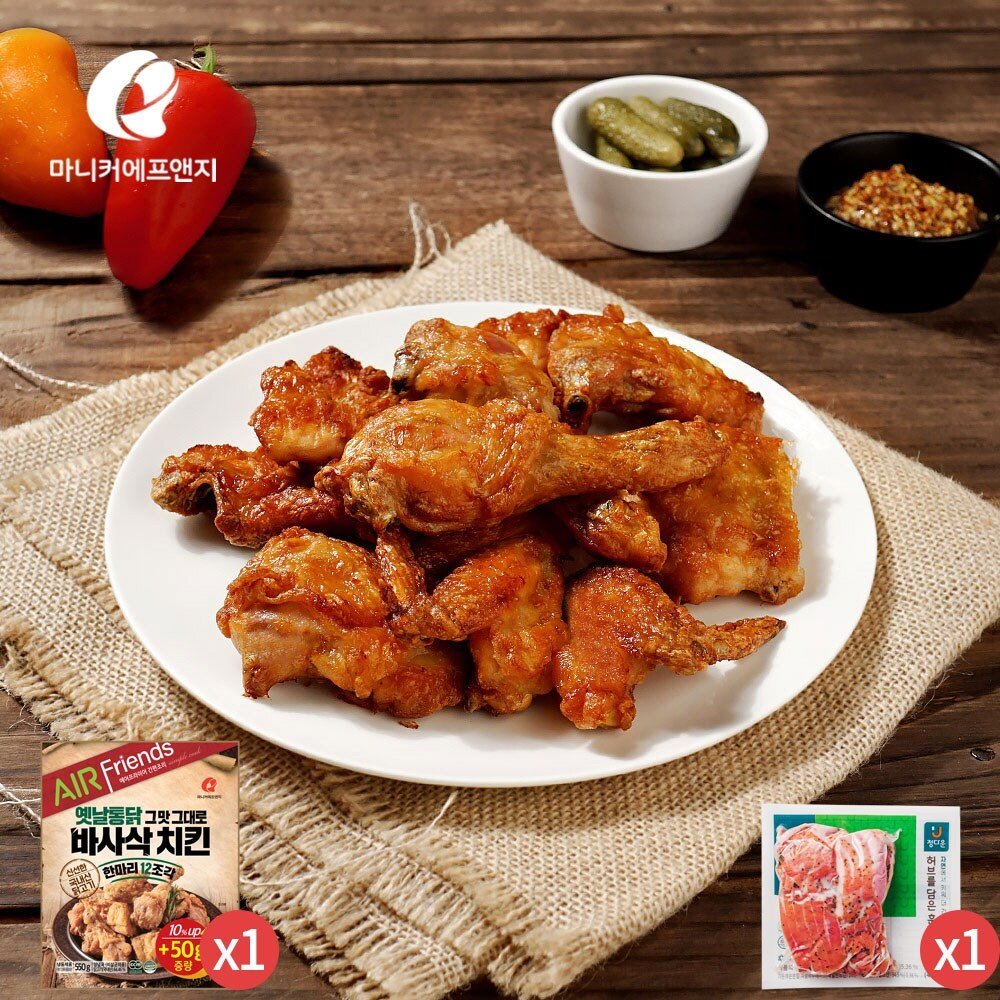 마니커에프앤지 바사삭치킨한마리 550g 허브훈제오리 200g