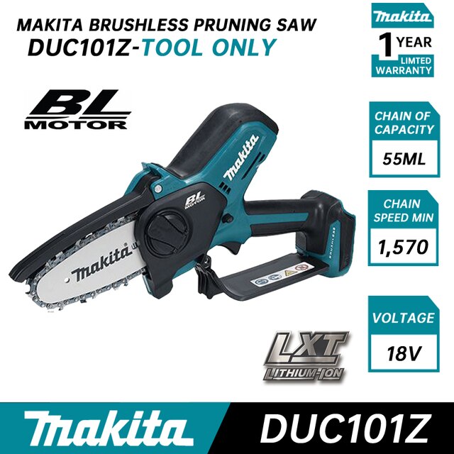 Makita 전정톱 브러시리스 무선 LXT 18V 리튬 배터리 전동 공구 미니 전기톱 정원 전동 공구 DUC101Z