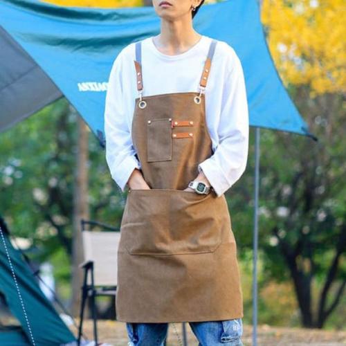 캔버스 크로스 앞치마 1P 카페 꽃집 공방 주방 미술 01카키