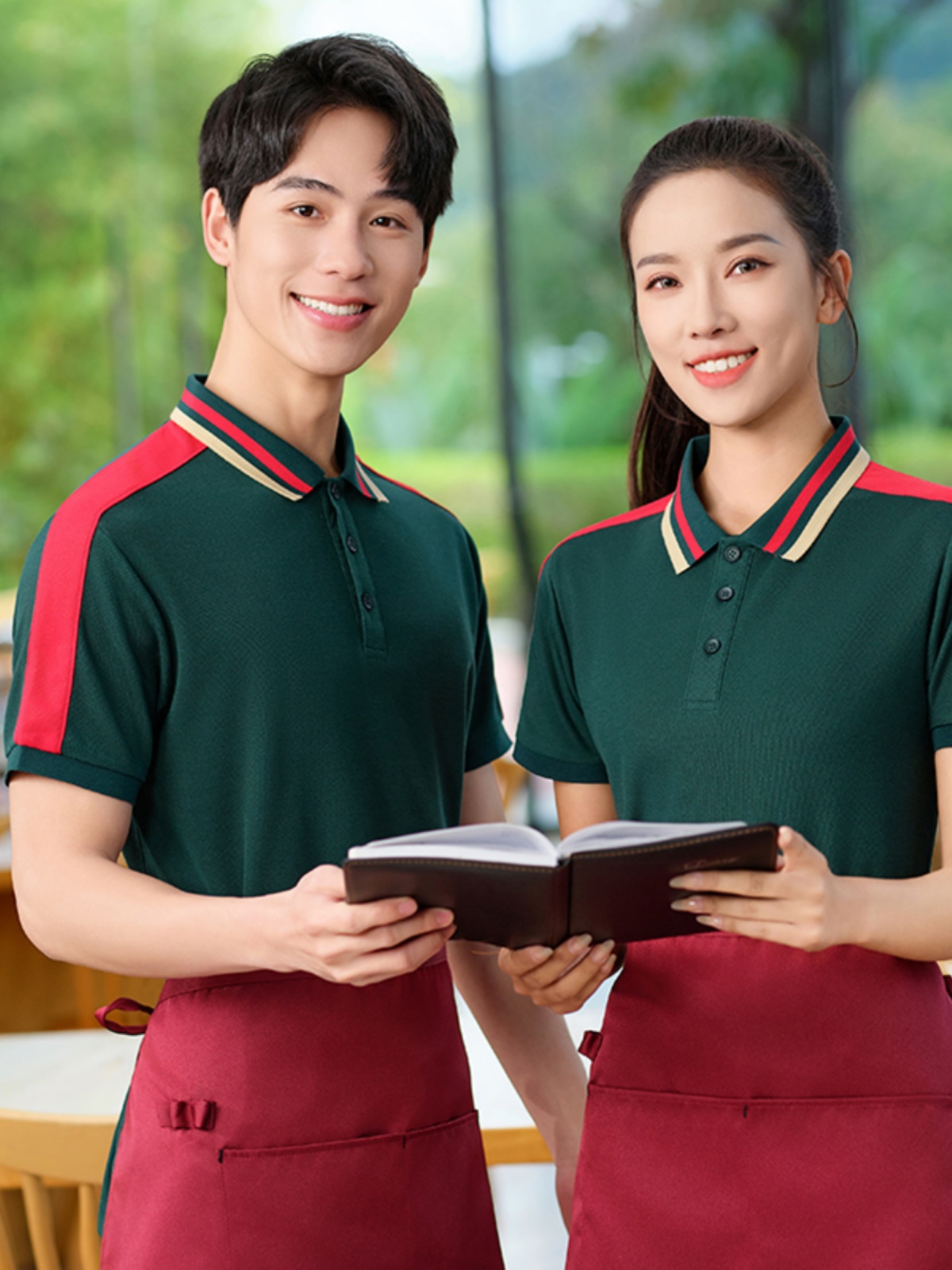 카페 레스토랑 유니폼 가게 호텔 봄 여름 반팔 서빙복 식당 종업원 카라티 M 939레드싱글탑