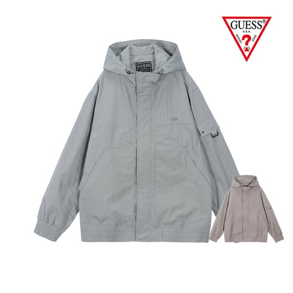 게스 GUESS Jeans S S 공용 후드 탈착 봄버 829362 라이트카키 MO1W2851