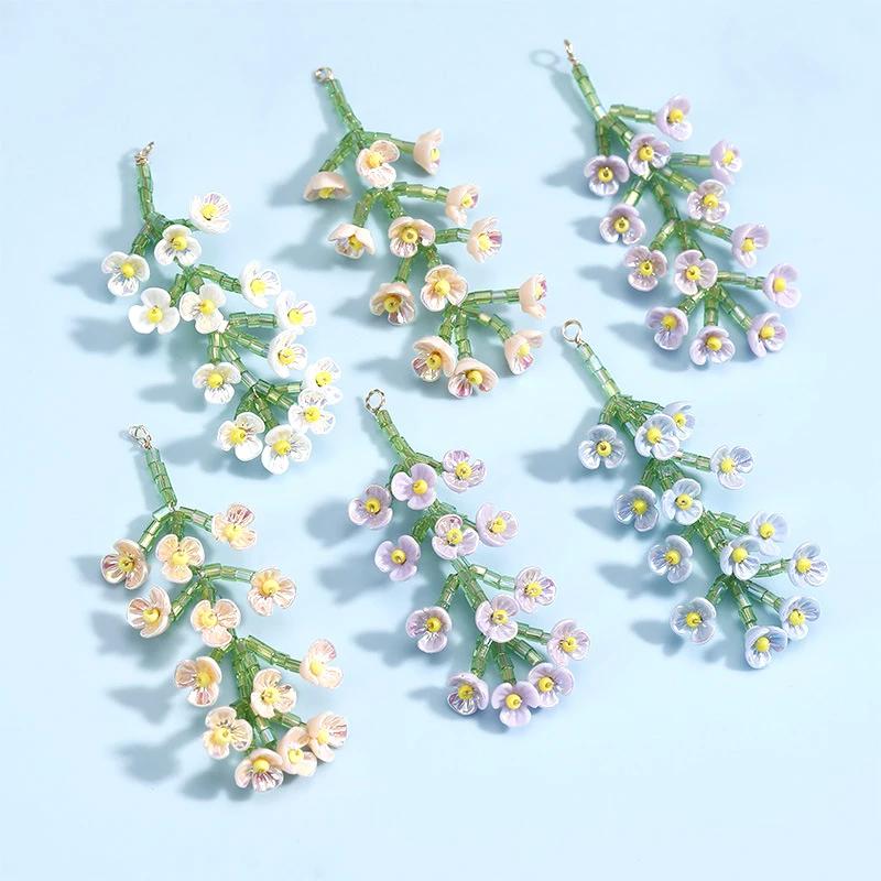 1 조각 릴리 밸리 꽃 꽃다발 권선 손으로 짠 펜던트 DIY 쥬얼리 머리 장식 목걸이 액세서리