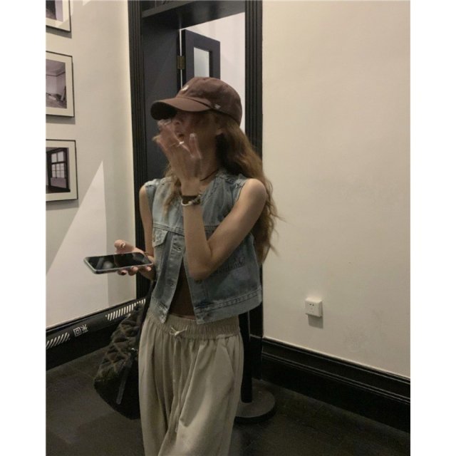 여름 봄 청조끼 조끼베스트 크롭조끼 데님조끼