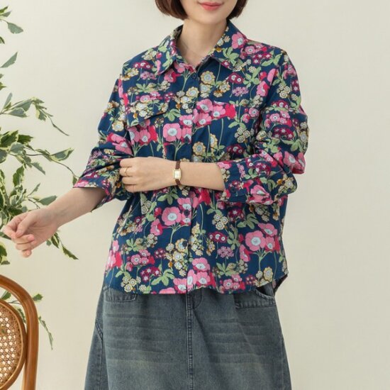 디얼마미 엄마의옷장 플라워 나염 남방