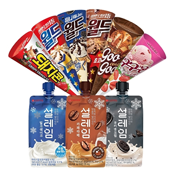 콘 파우치 아이스크림 12개 월드콘 설레임 구구콘 돼지