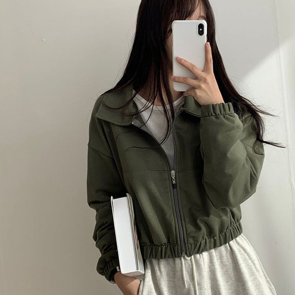 여성 여유핏 데일리 크롭 봄 가을 아우터 집업 자켓