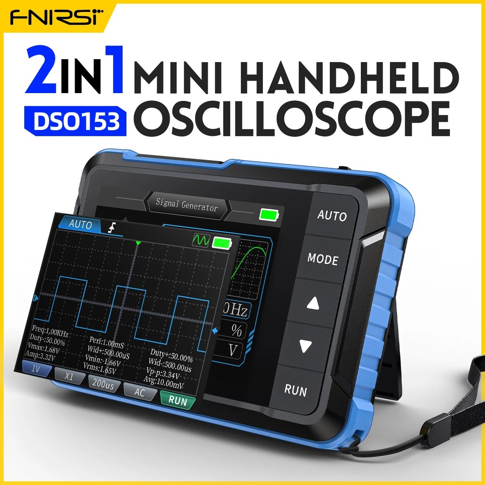 FNIRSI 디지털 휴대용 오실로스코프 신호 발생기 2in1 1MHz 대역폭 5MSa s 샘플링 속도 전자 DSO153