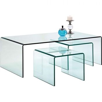 독일 카레 사이드 테이블 침대책상 Kare 76743 Clear Club Coffee Table Set of 3 1855598