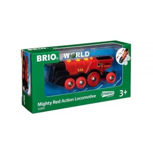 BRIO 아동용 마이티 액션 기관차 3세 이상용 배터리 작동 장난감 기차 조명 음향 효과 World