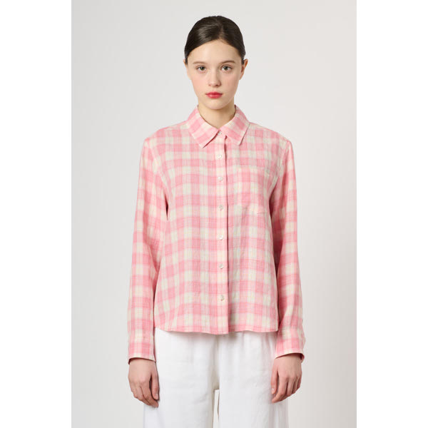 BCBG BCBG 소프트 린넨 체크 블라우스 B4M4B427