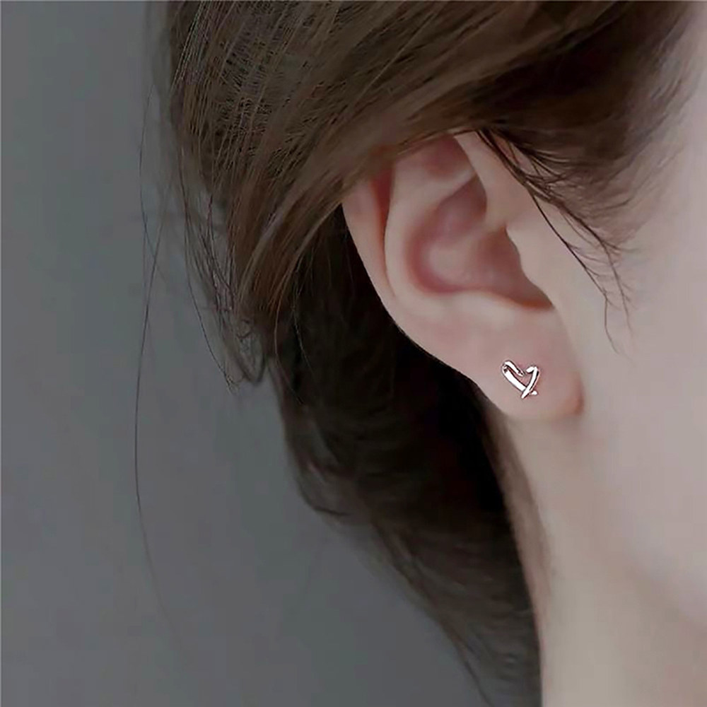이어링 심플 데일리 귀찌 피어싱 귀걸이 하트 여성용 트렌디 우아한 스터드 바늘 쥬얼리