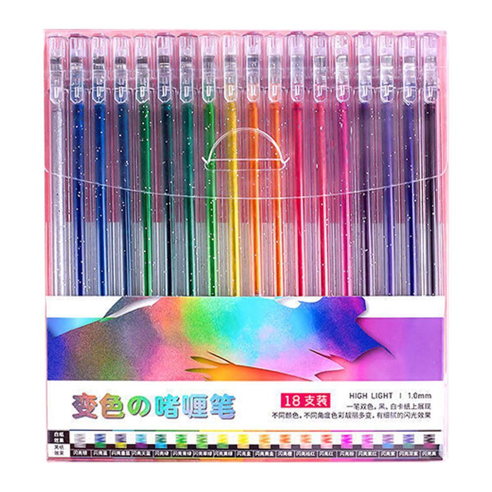 학교 문구 글리터반짝이볼펜세트 18색 색칠 메탈데코볼펜