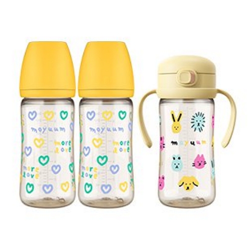 모윰 PPSU 노꼭지 올인원 젖병 모어러브 에디션 트윈팩 270ml + 원터치 빨대컵 270ml