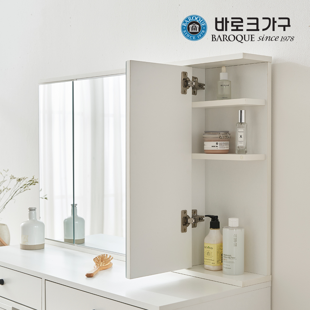 바로크가구 프렌치 와이드 확장형 화장대 수납거울 세트