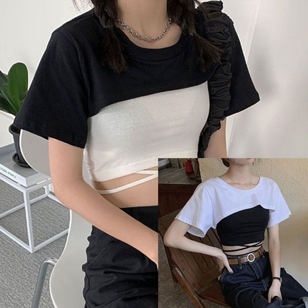 크롭 박스티 무지 핫크롭 운동복 레이어드 패셔너블