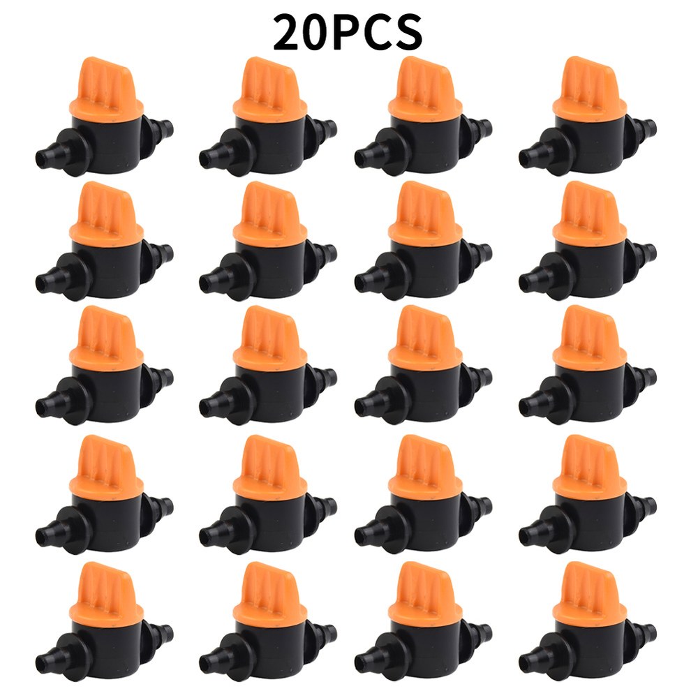 20Pcs 호스 밸브 정원 탭 물방울 관개 피팅 파이프 커넥터 4 물 흐름 제어 용 워터