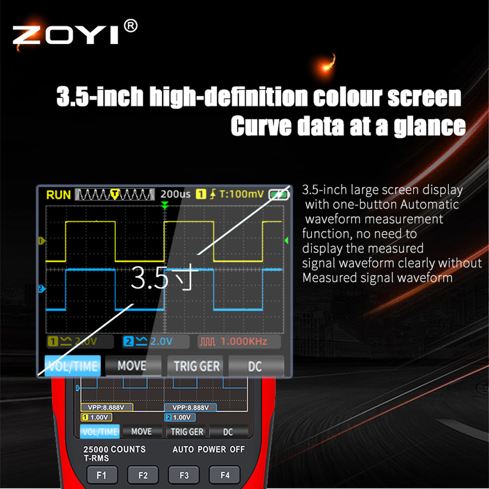 ZOYI 3in1 디지털 멀티미터 50MHz 대역폭 속도 PC 파형 데이터 저장 듀얼 오실로스코프 신호 발생기 ZT703S