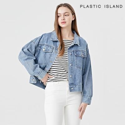플라스틱아일랜드 매장정품 플라스틱아일랜드 카라넥 데님 투포켓 데일리 자켓 PPTWJ004