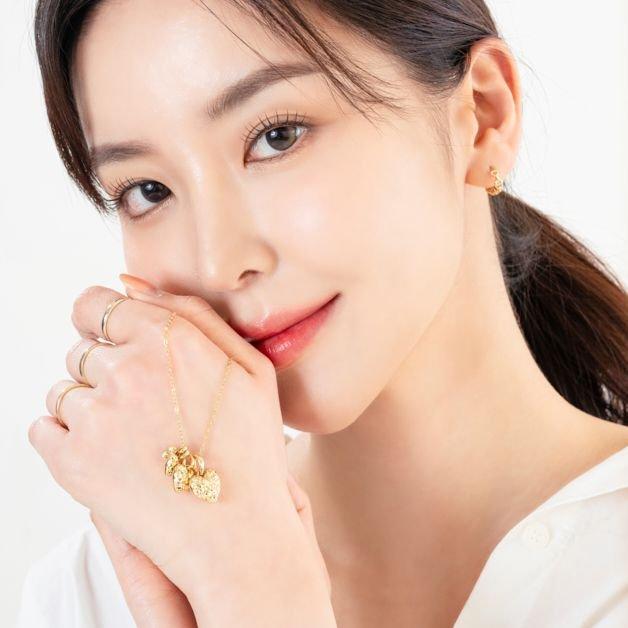 까사골드 컷팅 하트 통통 볼륨 펜던트 S사이즈