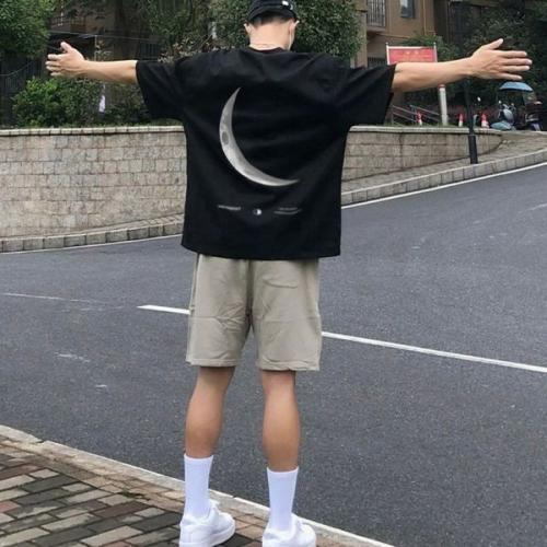 남녀공용 반팔 티셔츠 오버박스티 프린팅 앞뒤 반팔티