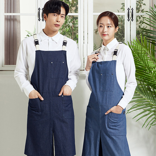 우림유니폼 카페 공방 버클 H형 데님 앞치마 1개 A-550-2