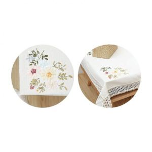 수제 식탁보 식탁 주방 꽃 리본 자수 직사각형 대 특대 78X55