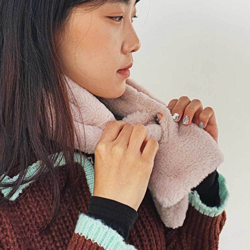 베이지 미니 목도리 겨울 페이크퍼 머플러