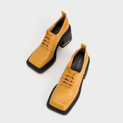 찰스앤키스 일본직송 찰스 앤 키스 Emery 엠마리 스퀘어 투 더비 슈즈 Mustard