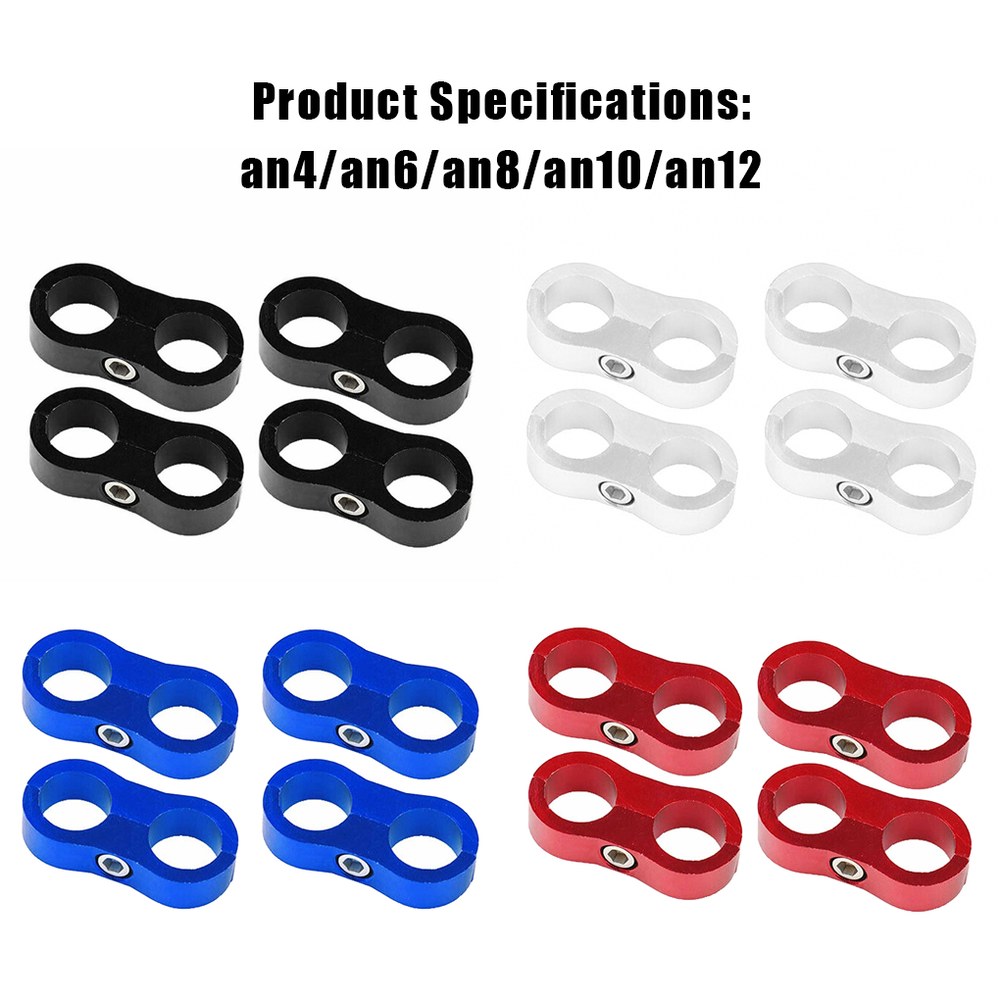 4Pcs 범용 알루미늄 AN4 AN6 AN8 AN10 빌렛 오일 연료 워터 호스 튜브 분리기 분배기 클램프 라인 키트